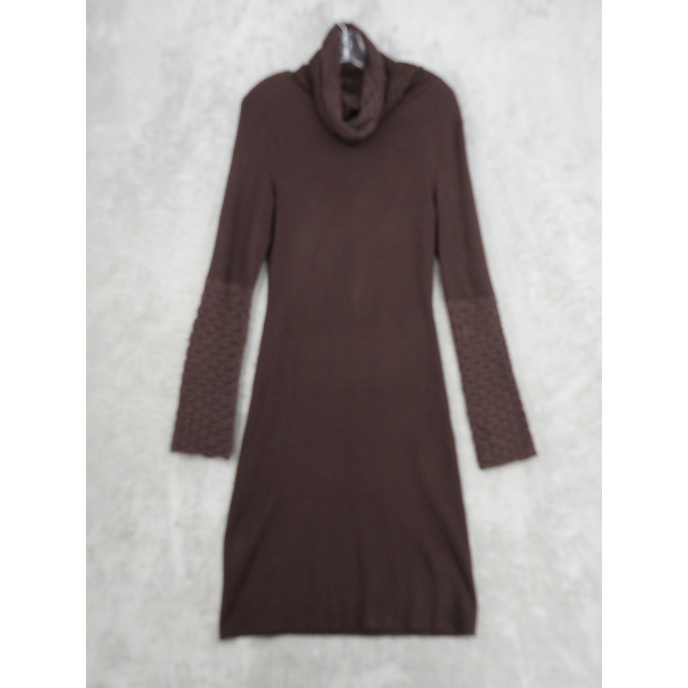 Vintage Moda International Dress Womens Size L 90s Fitted Bodycon Cowl Brown